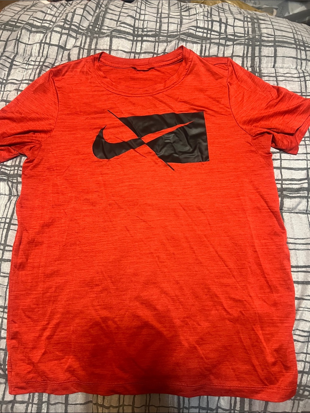 Nike Red Short Sleeve Tee with Black Swoosh Graphic